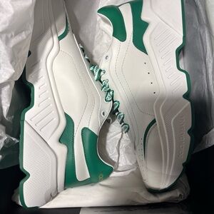 Dolce & Gabbana White Sneakers with Green Trim